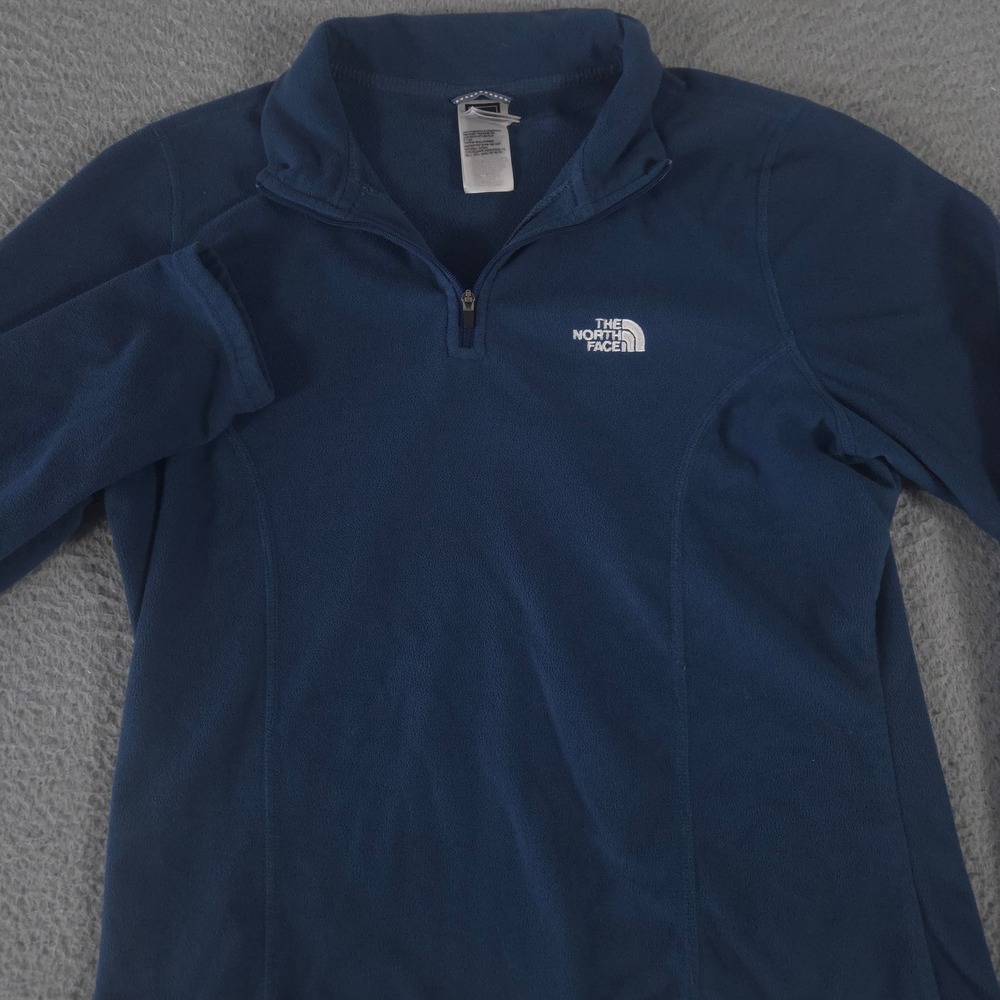 The North Face Pullover Women M Teal TKA 100 Fleece Quarter Zip Logo Lightweight